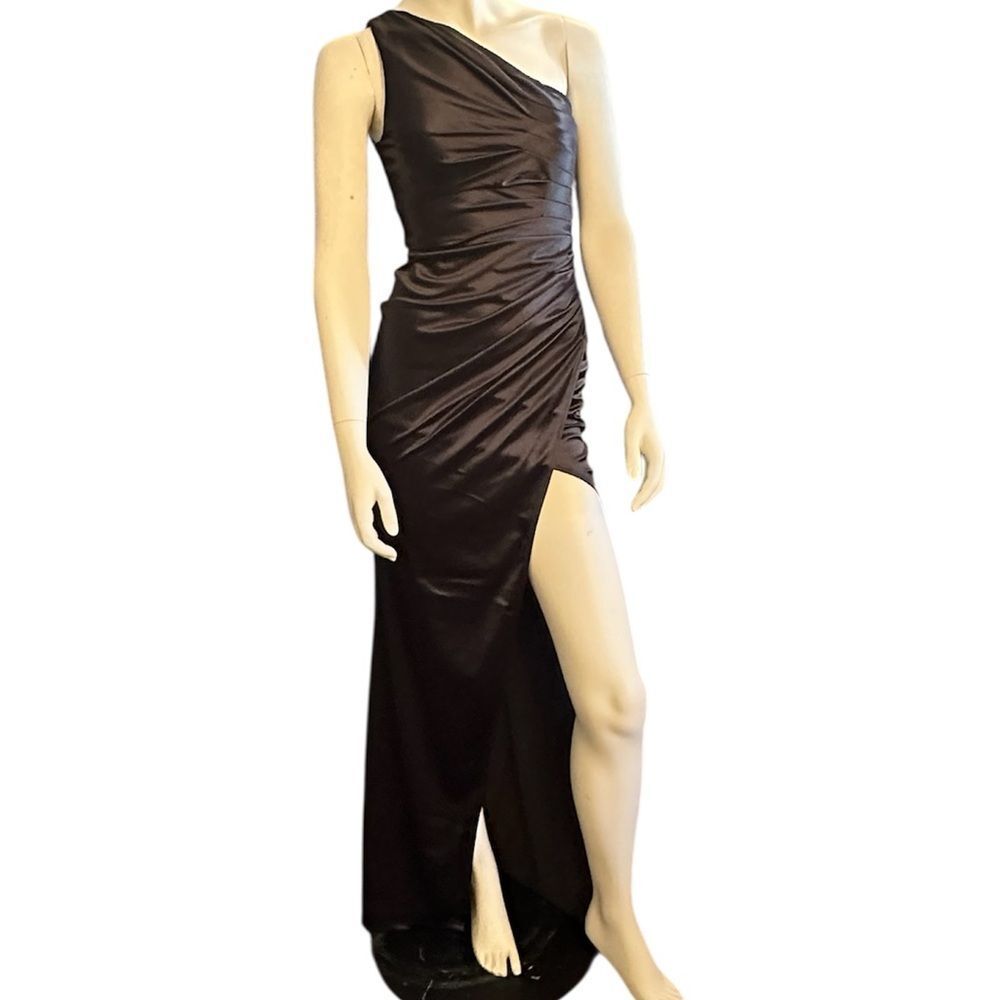 Cadyce One Shoulder Ruched Prom Dress Black S NWOT